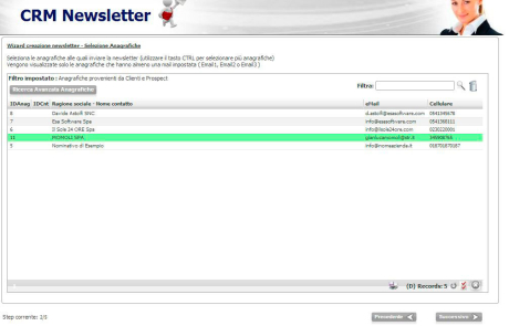 gestione contatti newsletter